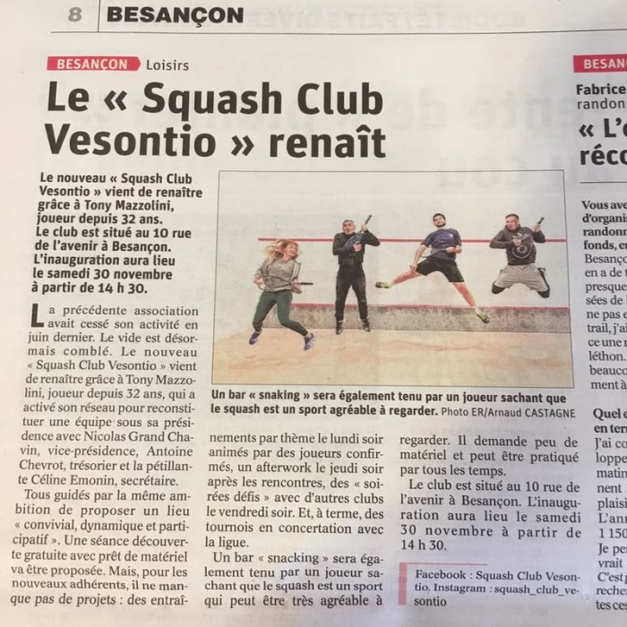 Squash Club Vesontio - Ligue squash BFC